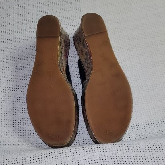 B.O.C. Born Concepts Black 3" inch Cork Floral Wedge Heel Sz. 10 Sandals - Picture 13 of 14